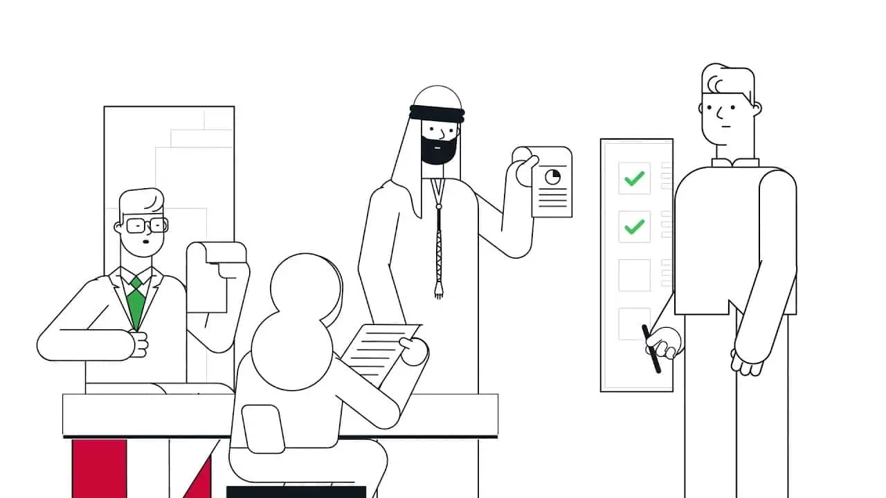 Clean 2D animated graphic illustrating Tahaluf AMWAL's enterprise payment gateway system.